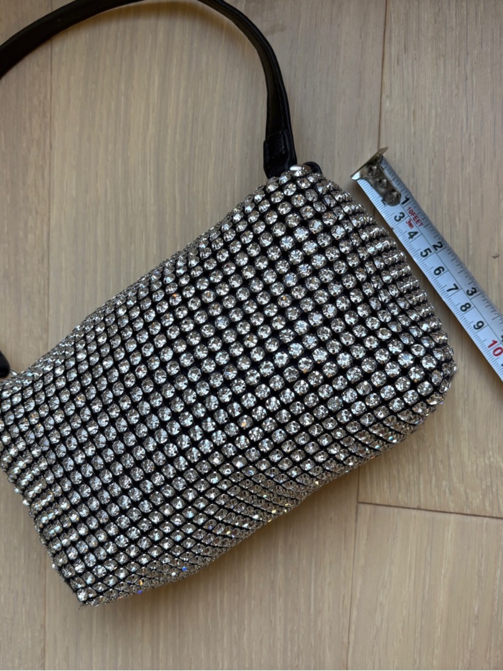 Black Crystal Mesh Evening Shoulder Bag - Picture 6 of 11